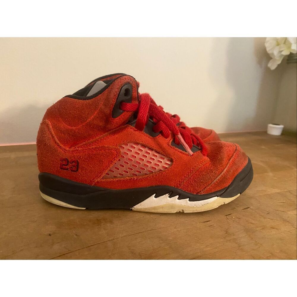 Nike Air Jordan 12C  Retro 5 "Raging Bull" Toro Bravo red sneakers shoes boys